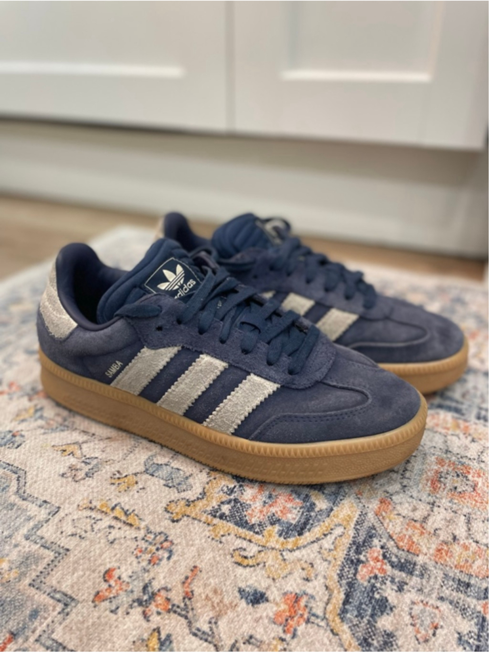 Adidas Samba XLG Gum Sole Navy Beige Sneakers Men Size 8.5